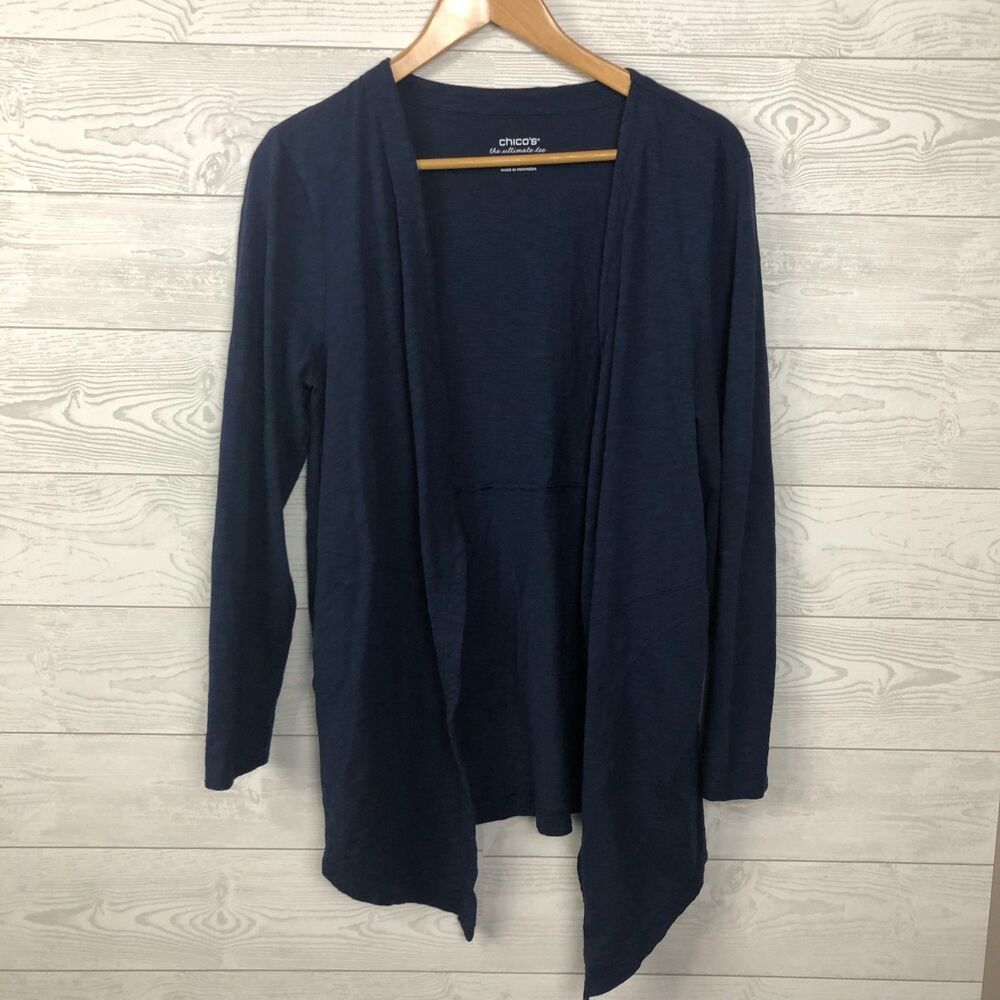 Chico's The Ultimate Tee Women's Size 1/Medium Long Sleeve Open Front Cardigan